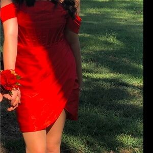 Elegant Red Off-Shoulder Dress